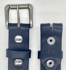 1.5" wide all leather black snap belt - with buckle