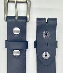 1.5" wide all leather black snap belt - with buckle