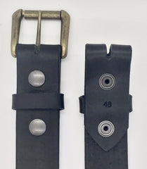 1.5" wide all leather black snap belt - with buckle