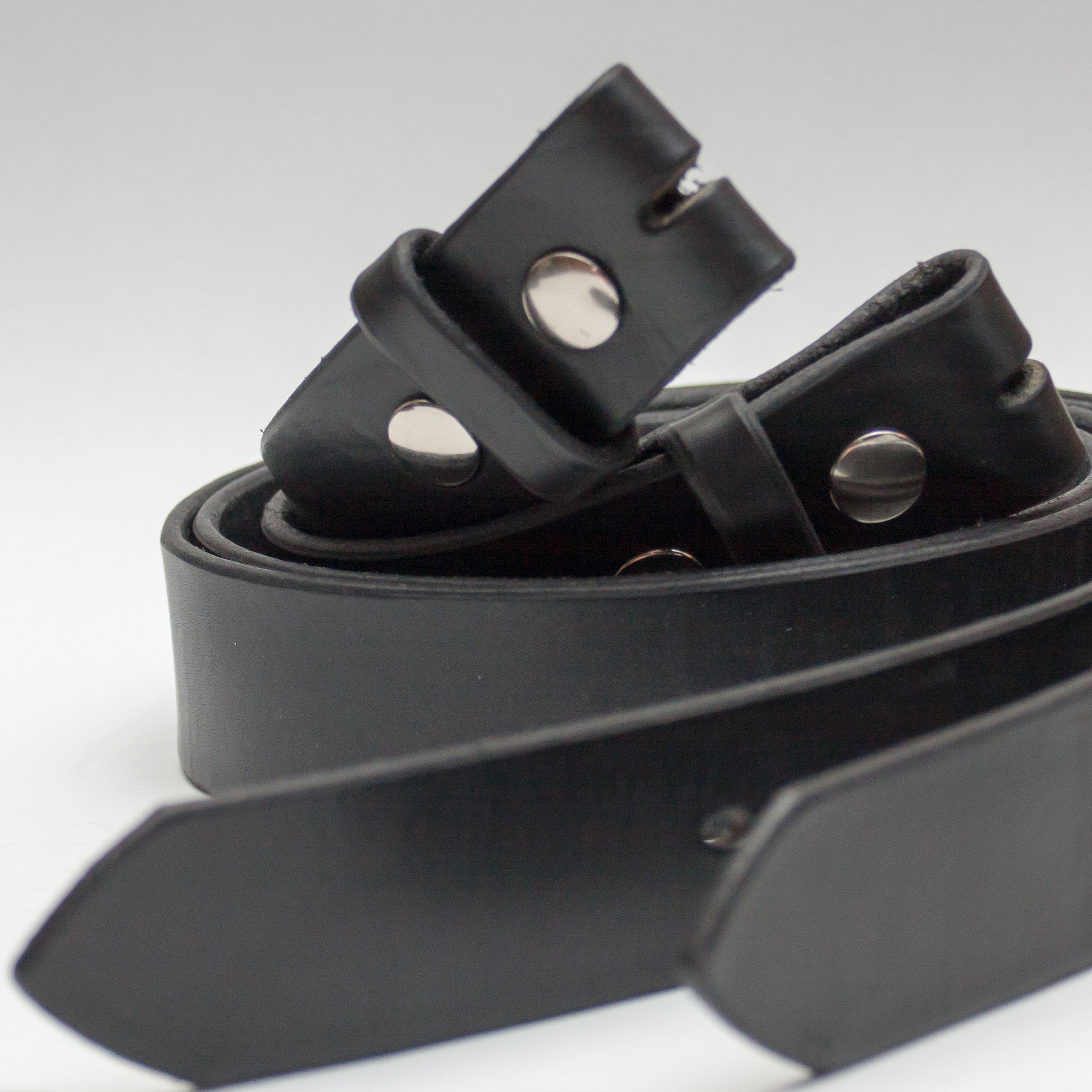 1.5" black snap all leather belt - just the belt
