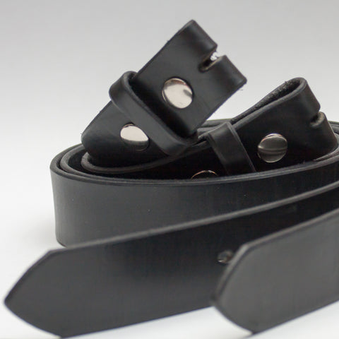 1.5" black snap all leather belt - just the belt