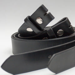 1.5" black snap all leather belt - just the belt