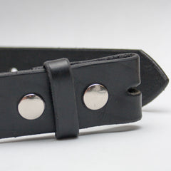 1.5" black snap all leather belt - just the belt