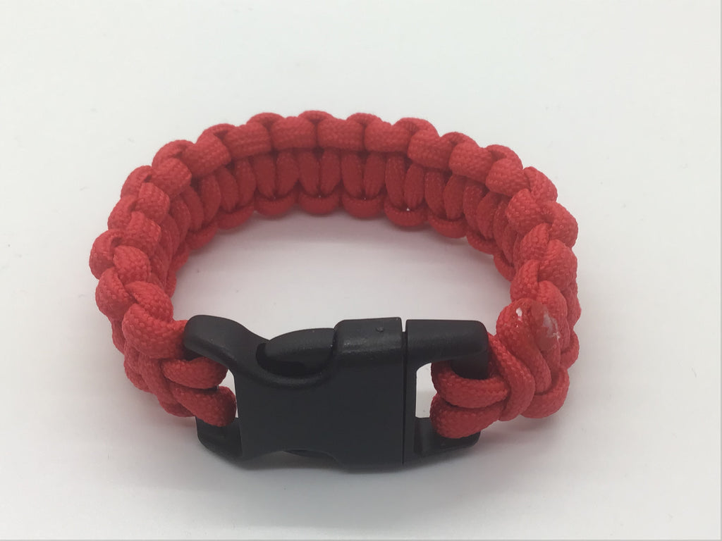 Bug Out Bracelet - SHTF Paracord Strap for Survival Offgrid. Large Fits 8 to 8.75 Wrists / Rust Red / None