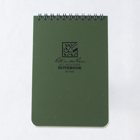 Green 4 X 6   rite-in-the rain spiral notebook