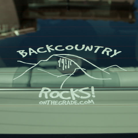 Backcountry Rocks!    white cut out window sticker