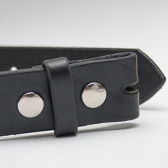 1.5" wide all leather black snap belt - with buckle